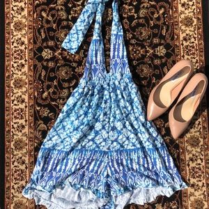 Boutique Blue Pattern Bathing Suit Cover Up XS